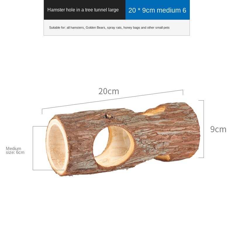 Hamster Log Tunnel Toy Golden Bear Molar Supplies Natural Bark Landscaping Supplies Small Pet Accessories Escape route: 002