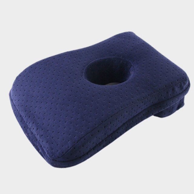 Memory Foam Nap Pillow Office Noon Sleeping Pillow School Table Desk Pillow Breathable With Hole for Face Down Sleeper HM005: Charcoal Navy blue