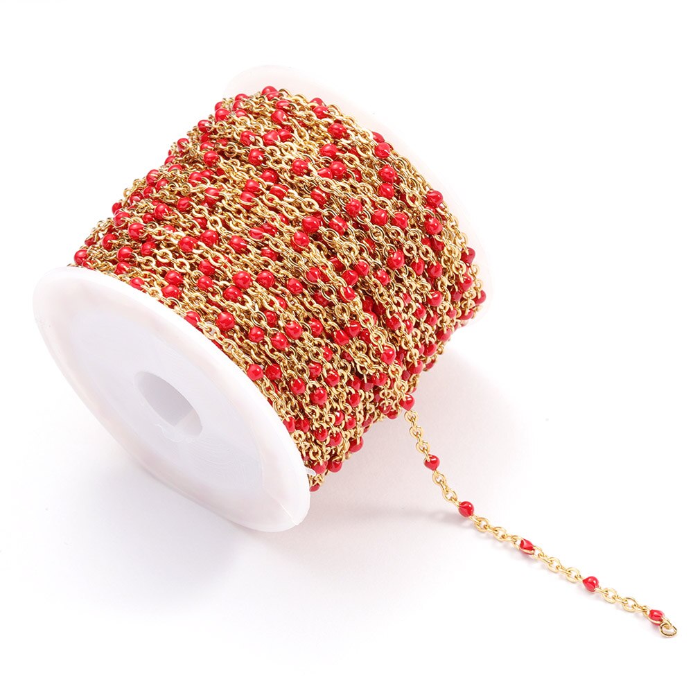2Meter Rvs Kabel Emaille Gouden Ketting Ketting Bulk Multicolor Link Accessoires Voor Sieraden Materialen Diy: Gold Red