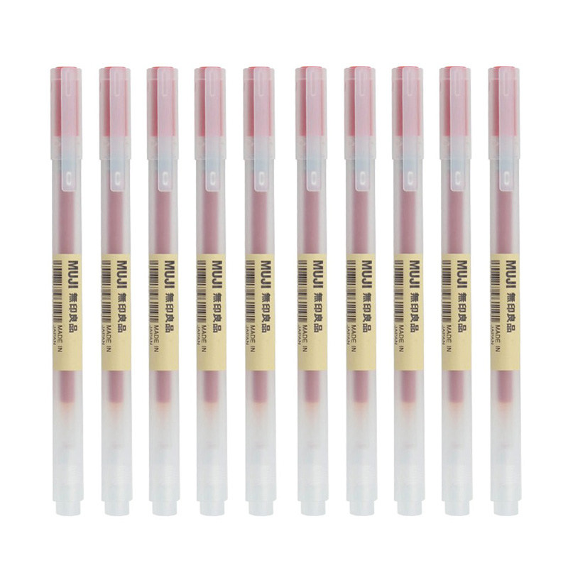10 stks/set Kawaii MUJIs Gel Pen Zwart/Rood/Blauw 0.38mm 0.5mm Inkt Japan Kleur Pen kantoor School Balpen Japanse Briefpapier: Rood