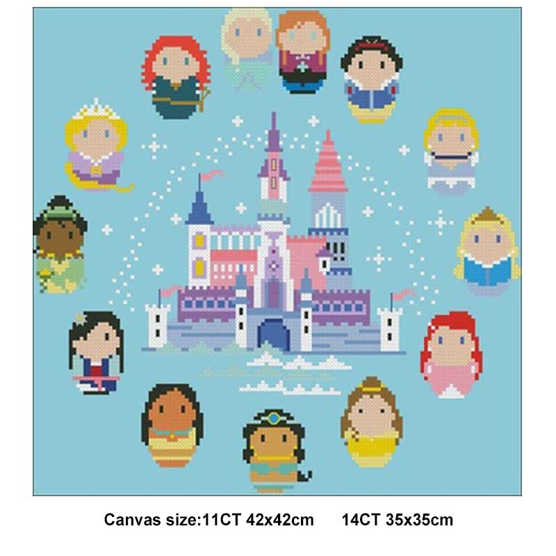 Modèles de personnage de dessin animé compté point de croix 11CT 14CT bricolage chinois point de croix Kits broderie couture ensembles: KQ499 / 11CT Light blue