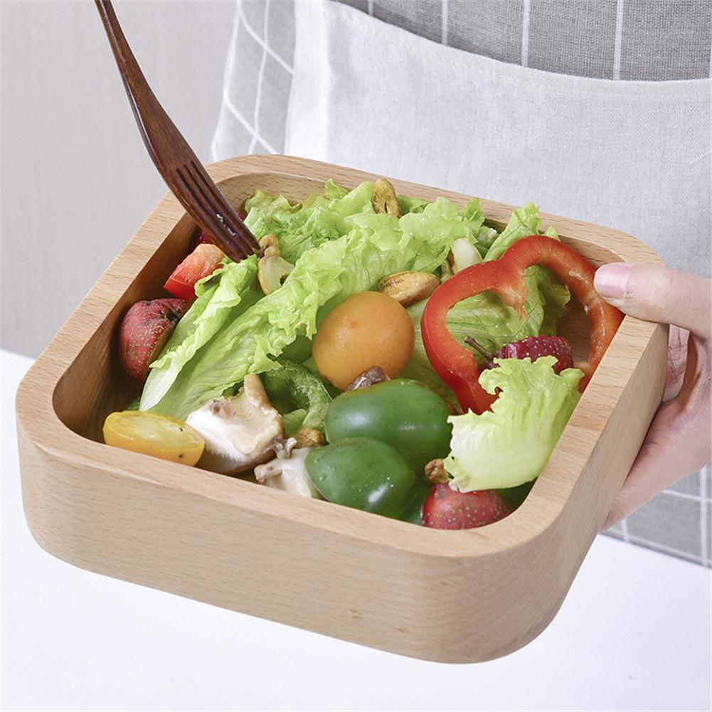 Salad Bowl Japanese Fruit Tray Wooden Salad Bowl Square Salad Plate Platter Tray For Serving Salads Sacks Fruits Decoration