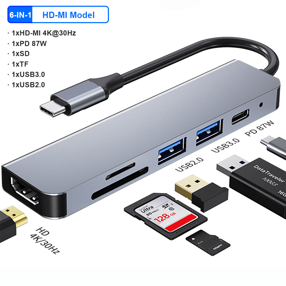 USB C HUB 4K 30Hz typu C do HDMI kompatybilny z USB 3.0 Adapter 11 w 1 typu C HUB Dock PD 87W Rozgałęźnik USB C do MacBooka Pro Air: Niebieski