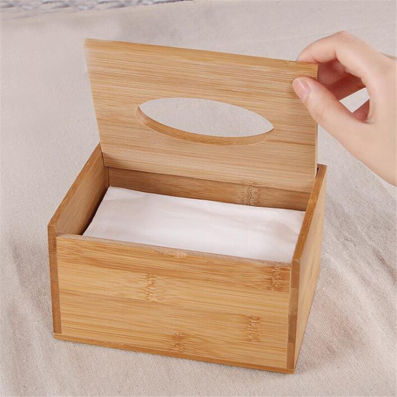 Retro bambus tissuekasse til hjemmekontor desktop træpapir håndklædekasse hotel serviet træholder husholdningstype beholder