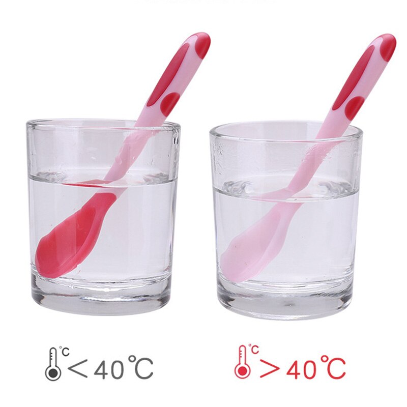 Baby Silicon Spoon Fork With Case Baby Safety Temperature Heat Sensing Feeding Spoon Kids Children Flatware Feeding Spoons