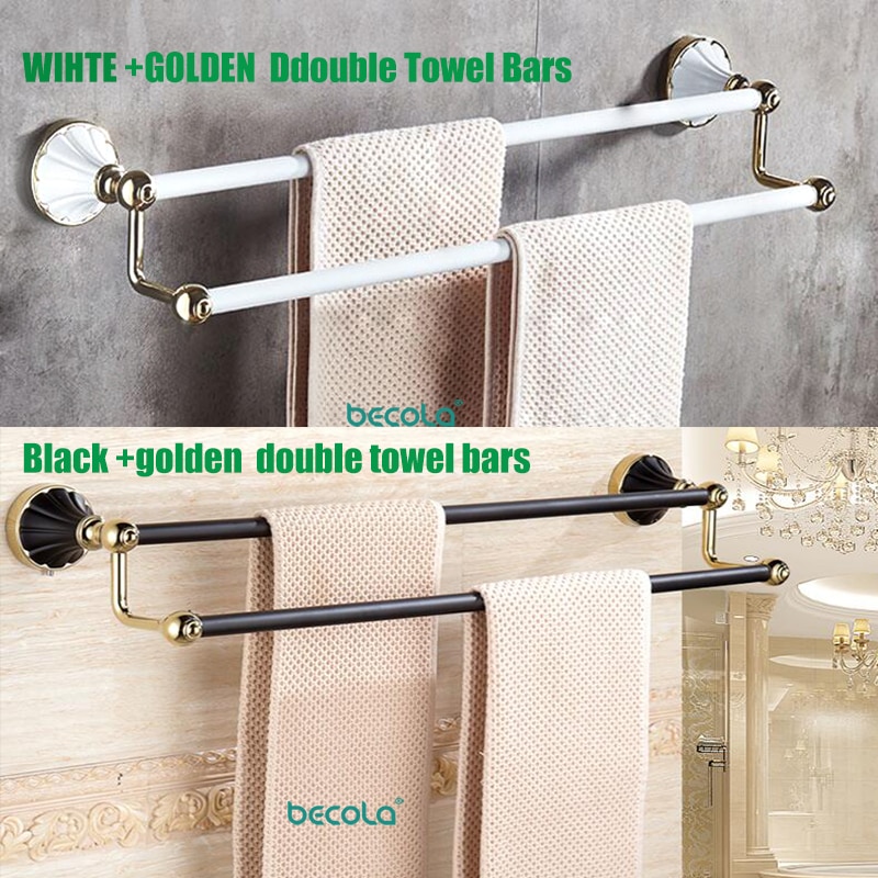 BECOLA Hotel Badkamer Dubbele Handdoek Bar Wit gouden handdoek bars Europese style Black golden handdoek bars