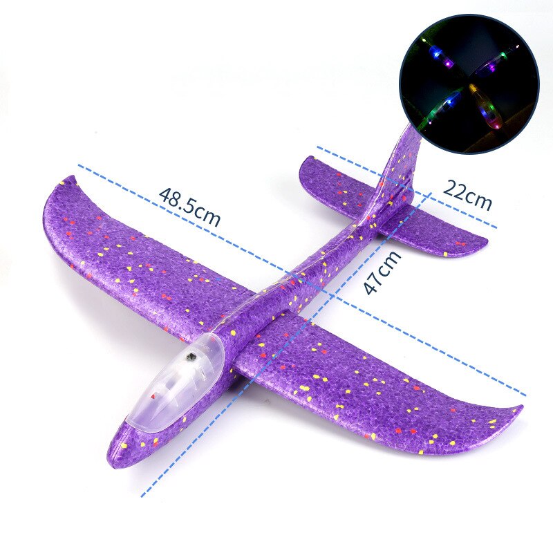 48 CM DIY Hand Throw Airplane EPP Foam Launch fly Glider Planes Model Aircraft Outdoor Fun Toys for Children Plane Toys Game: full gloss-purple