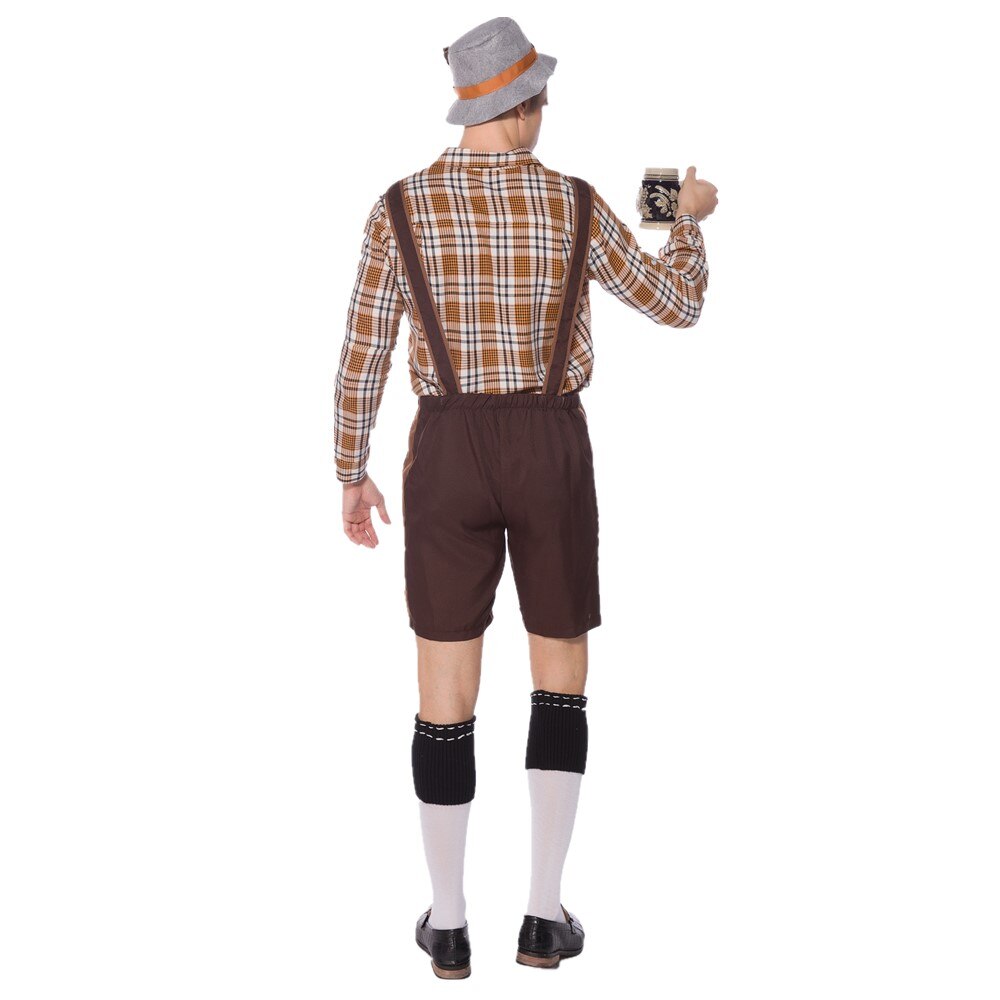 Tyskland voksen mann tradisjonell oktoberfest kostyme bayersk lederhosen øl herre fancy kjole karneval fest bukseseler shorts