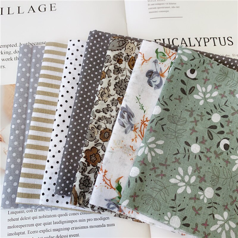 7 pièces 50cm X48cm plaine mince Patchwork coton tissu série florale bleu charme quarts paquet couture: gray