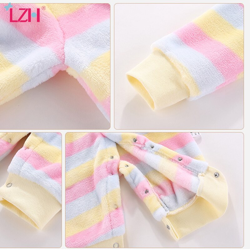 Lzh Winter Herfst Mode Gestreepte Lange Mouw Flanel Baby Boy Romper Klimmen Uitloper Jumpsuit Baby Meisje Jumpsuit