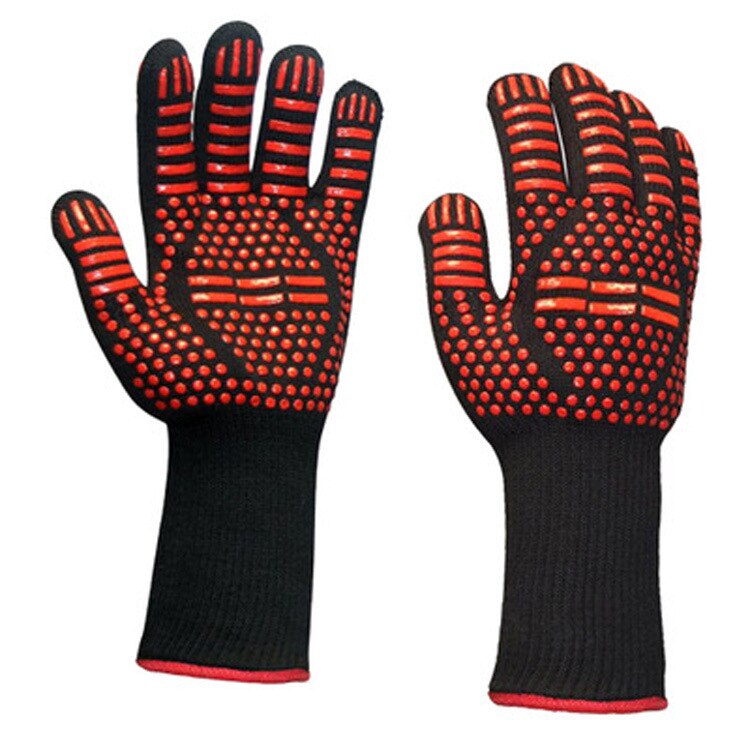 1 paar Hittebestendige Ovenwanten 1470 F Dikke Siliconen Ovenwanten Koken Bakken Barbecue BBQ Grill Wanten Keuken Handschoenen: Red B1 Pair