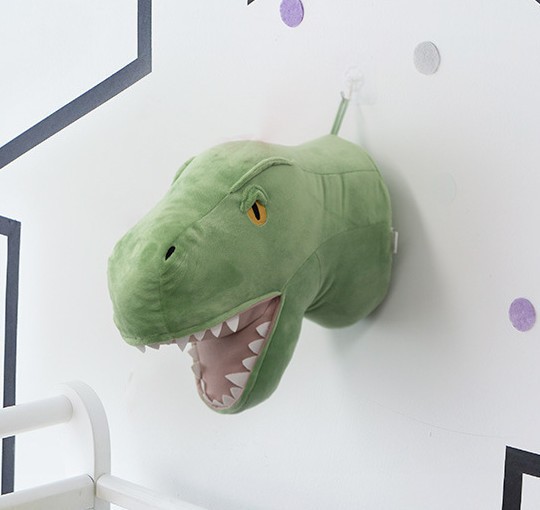 Cabezas de animales 3D para decoración de habitación de niños, Cabeza de unicornio, ciervo y elefante, colgante de pared para habitación de niños, decoración de habitación infantil: Green dinosaur
