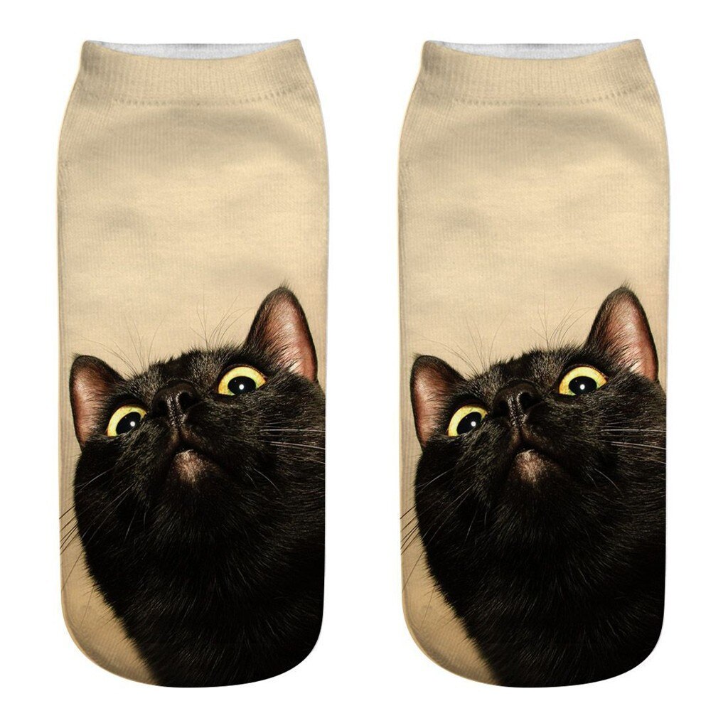 #30 Funny Socks Women Men 3d Novelty Crazy Funny Cat Ankle Socks Cute Colorful Cartoon Low Cut Socks Kobieta Skarpety: L