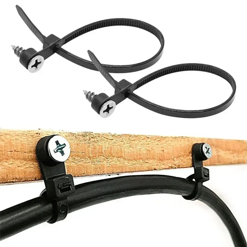 Attaches de câble en Nylon avec trou de montage à vis, enveloppes à boucle autobloquante, paquet de câbles fixes, sangles de fixation de fil à fermeture éclair, 500/100 pièces