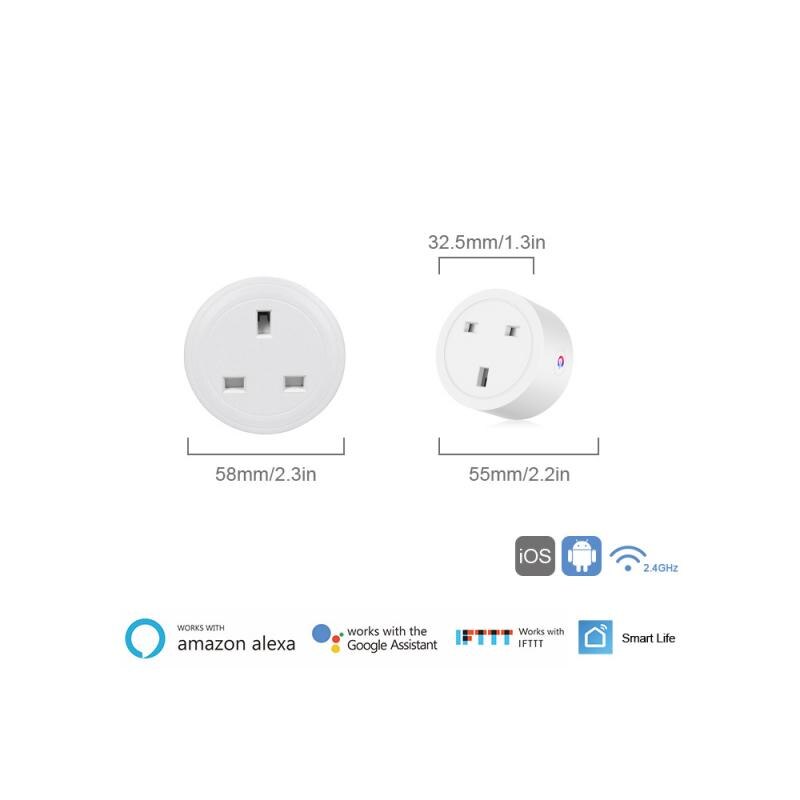 WIFI Smart Plug Remote Socket Smart Timer Plug Voice Control UK Home Fire Retardant PC Smart Power Socket UK Plug Alexa Google
