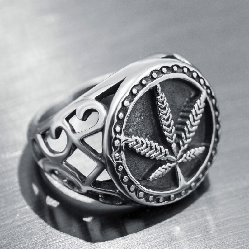 Chuhan aço inoxidável folha de bordo anel masculino personalidade do punk maré anel masculino anéis de casamento banda