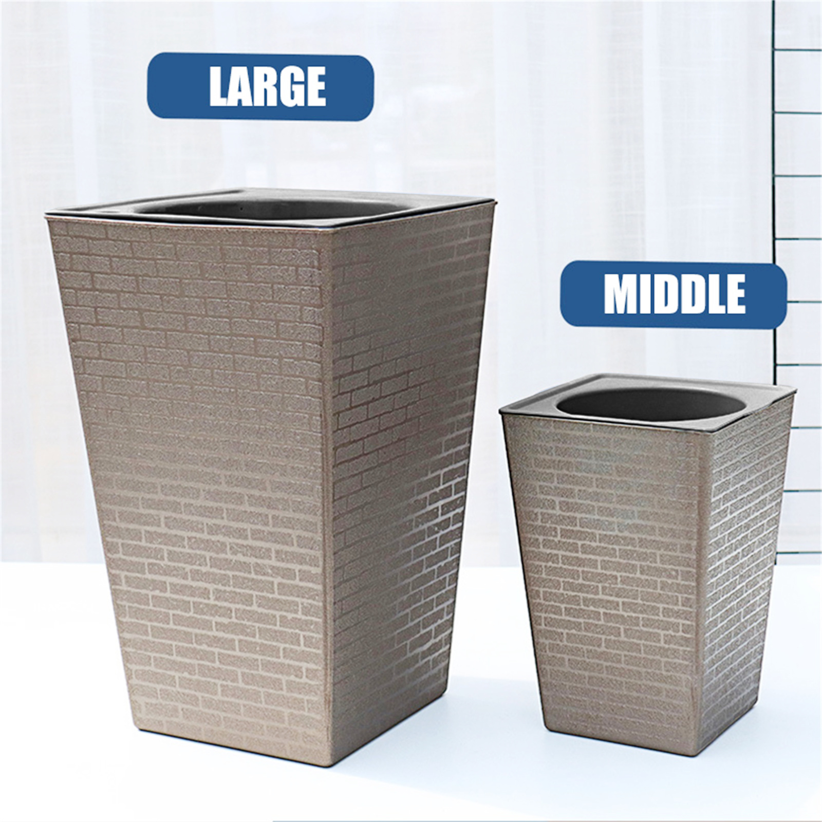 Plastic Brick Pattern Flowerpot Shape Garden Flower Pot for Garden Courtyard Indoor Large Flower Pot Garden Supplies