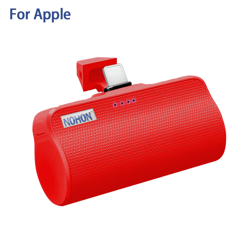 NOHON-Banco de energía para iPhone, Xiaomi, Samsung y Huawei, interfaz Micro tipo C de Apple, cargador de batería externo portátil de 3000mAh: Red For Apple