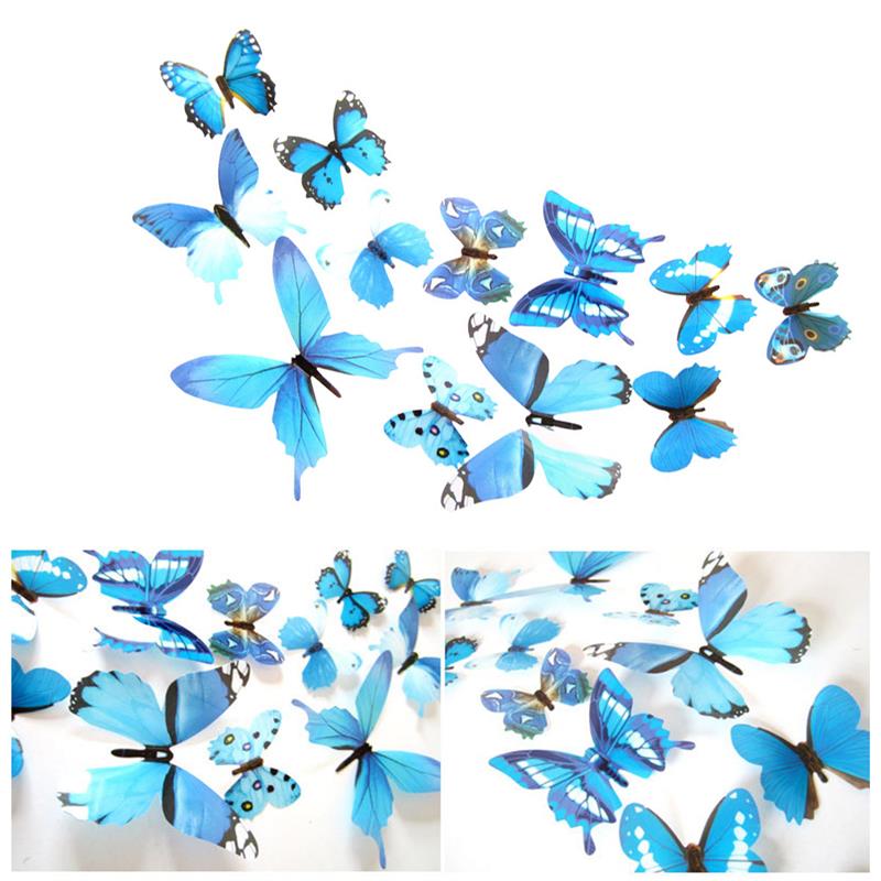12pcs Wall Stickers PVC Simulation Insect Wall Decals Waterproof Wallpapers for Home Decoration
