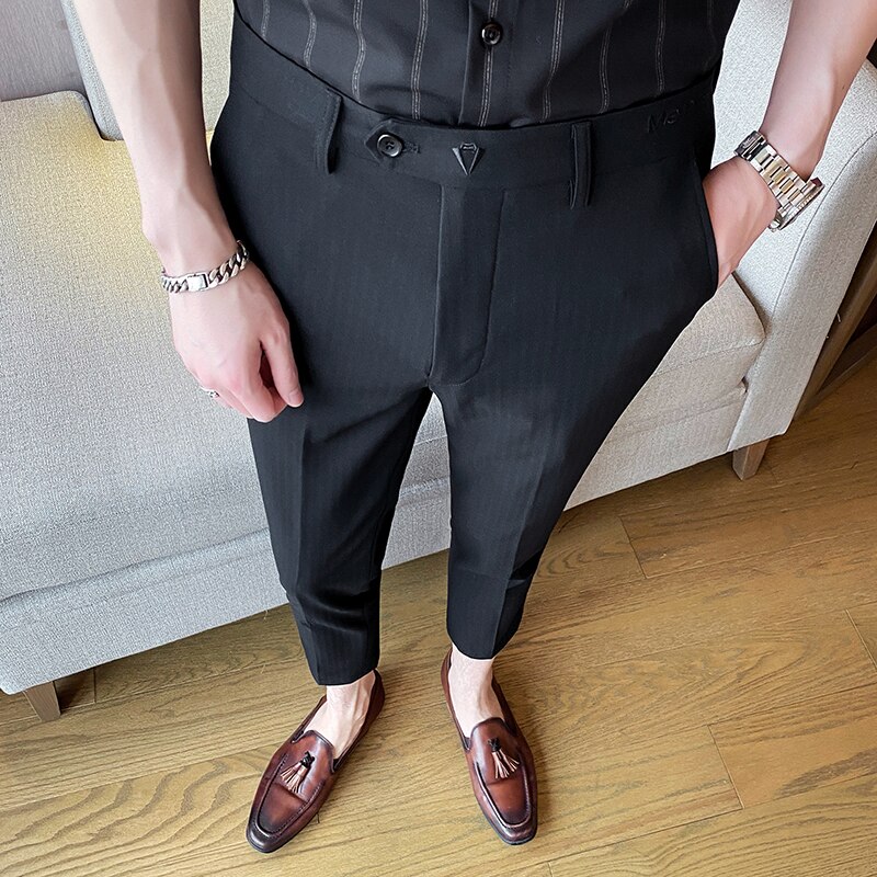 Embroidery Men's Business Dress Pants Greay Black ... – Grandado