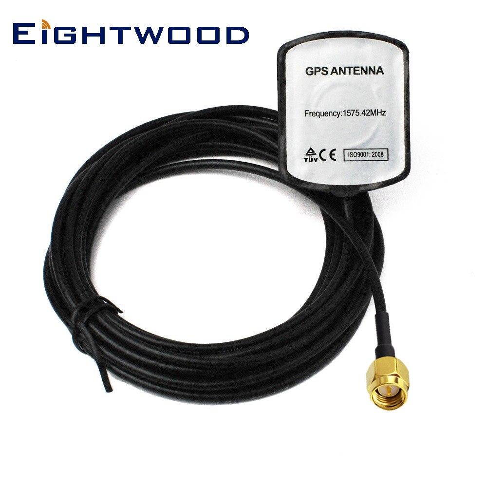 Eightwood gps ekstern antenne med sma hanstik til gps antenne modtagere og mobil applikation magnetisk 3m vejrbestandig