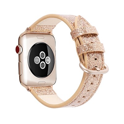Uthai læderrem til apple watch rem 40mm 44mm til apple wtch 4/5 rem armbånd til iwatch 3/2/1: Flash-guld / 42mm or 44mm
