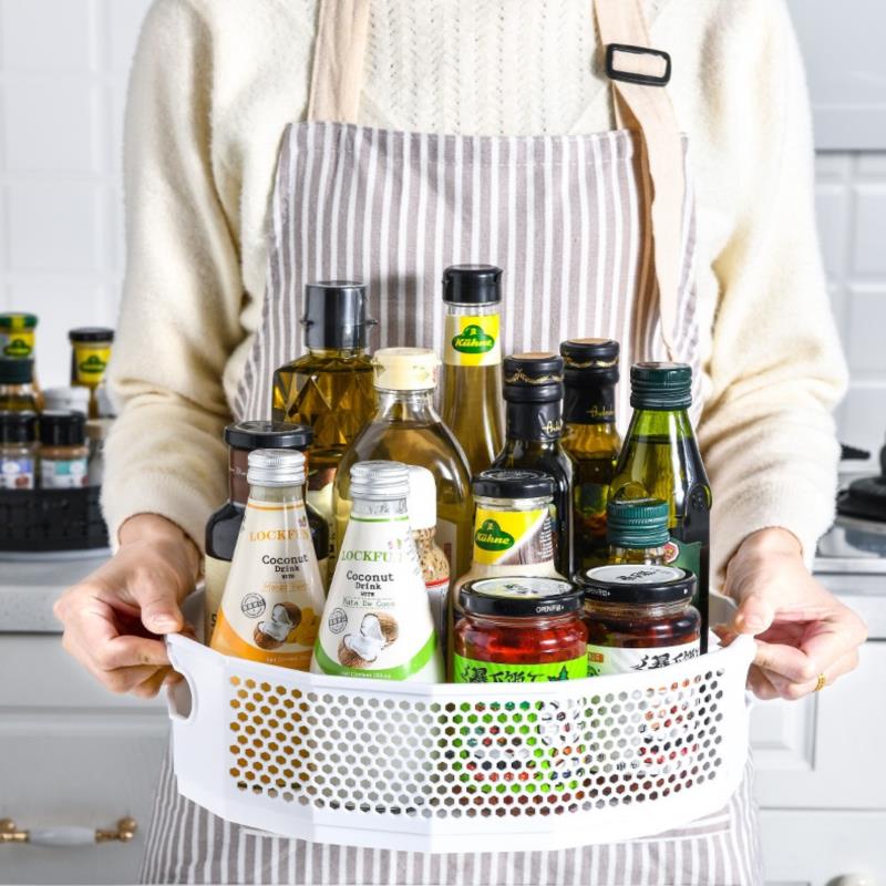 Plateau rotatif en plastique pour pots d'assaisonnement, étagère de rangement de cuisine créative, conteneur de tri de cosmétiques