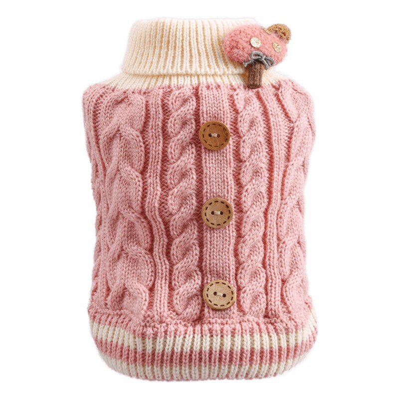 Hiver chien pull chiot vêtements petit chien Chihuahua tricot Crochet fête tissu chien chandail décoration fournitures pour animaux de compagnie: Rose / L