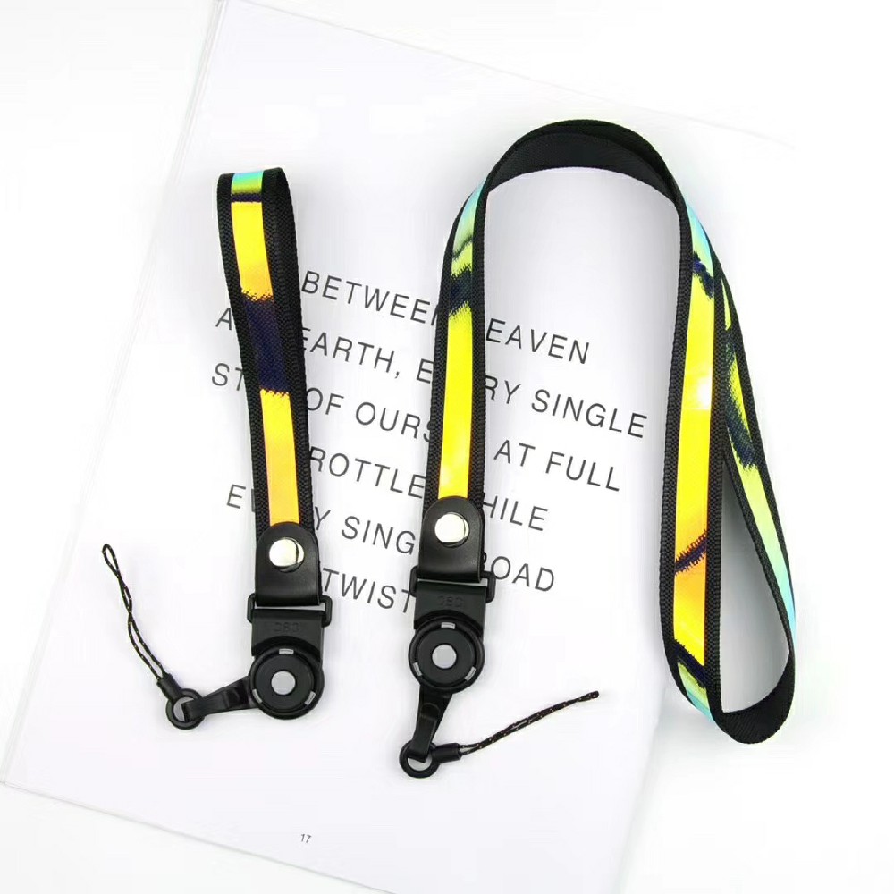 Summer Blue Ray Lanyards Strap Neck Wrist Straps Holder 2 in 1 Blue Radiation Phone Grip Holder Sport Gym ID Card Strap: black