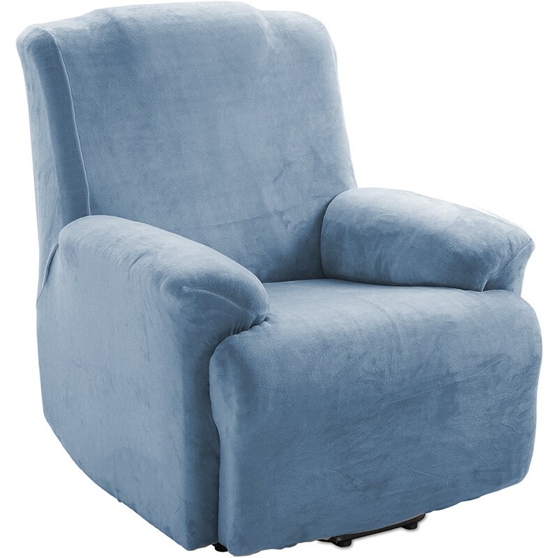 4 Stuks Pluche Fluwelen Fauteuil Sofa Cover Voor Woonkamer Relax Fauteuil Hoes Ligstoel Cover Voor Luie Jongen Sofa: grey blue