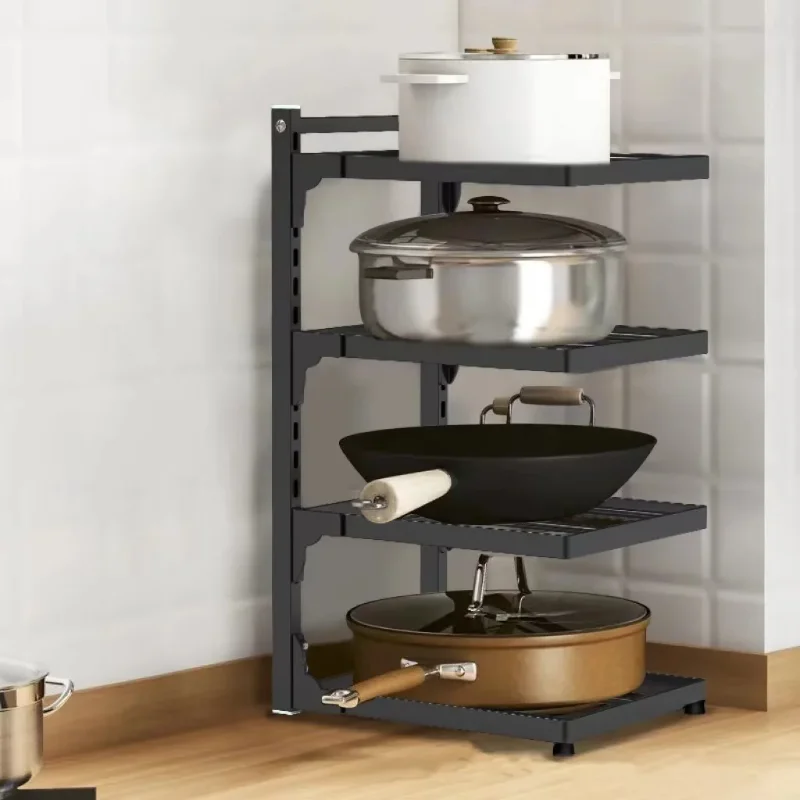 Estante organizador de cocina, soporte ajustable para armario de ollas, soporte para sartén para el hogar multicapa, estantes de almacenamiento para ollas y cuencos,