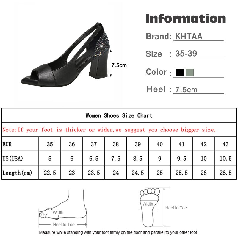 Kvinde spring open toe pu læder chunky hæle pumps kvinde bling slip on single sko kvindelige pailletter dame sko