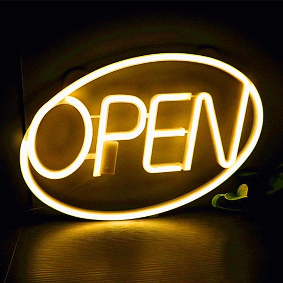 42*26.8cm öppna neonskyltar ultra ljusa öppna bokstäver neon led lampa restaurang bar heminredning usb/batteridriven ljus 7 färg