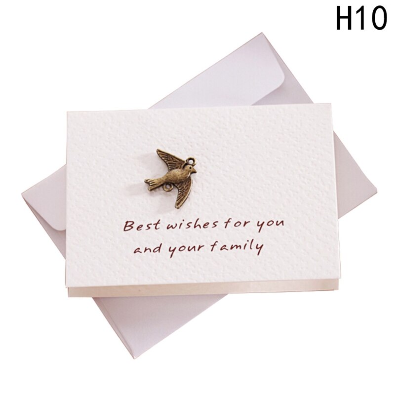 2pcs/set envelope small greeting card birthday card metal three-dimensional thank you card Stationery Set: 10