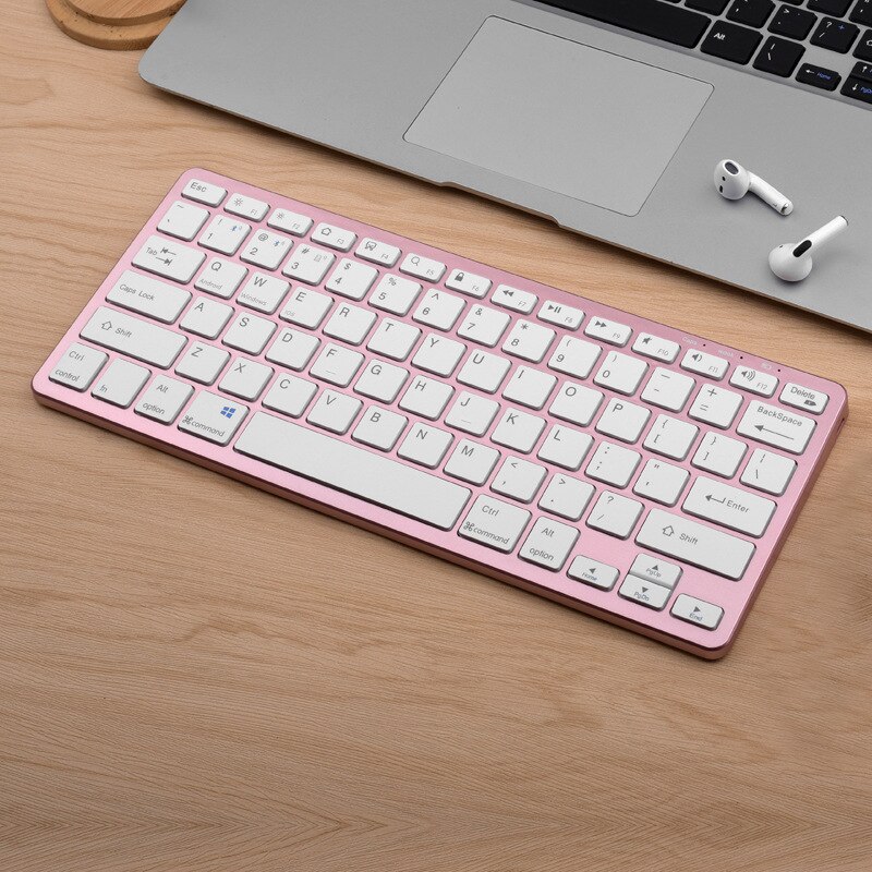 Wireless mouse and keyboard three-mode keyboard dual-mode keyboard laptop desktop computer tablet phone for multi-device: rose gold keyboard