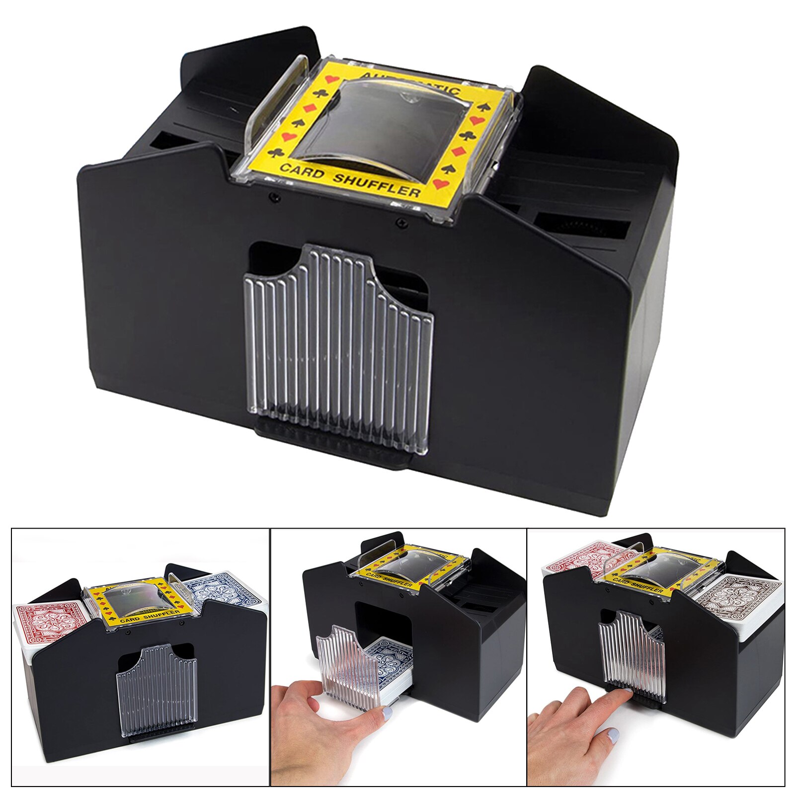 4-Deck Automatic Card Shuffler Classic Poker Shuffling Battery Operat
