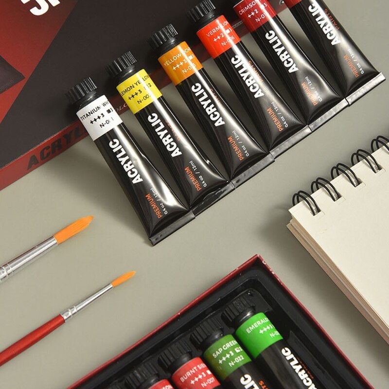Juego de pinturas acrílicas no tóxicas para niños y adultos, pinturas acrílicas de 24 colores, 12ml, perfectas para pintar en lienzo, madera de roca