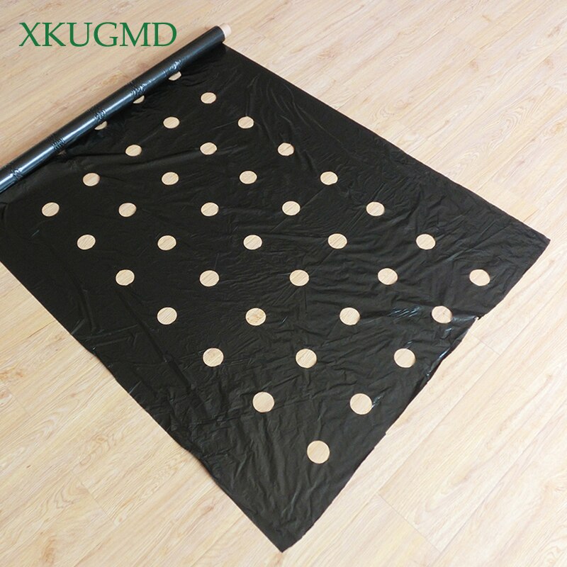 95cm*50m 5Holes 0.03mm Black Mulch Film Gardening Flower Vegetable Seedling Plants Plastic Perforated PE Film Mulching Membrane