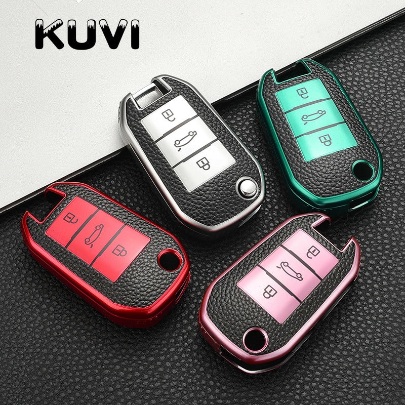 Funda plegable de Tpu para llave de coche, cubierta protectora remota para Peugeot 208, 308, 408, 508, 307, , Citroen, C4L, CACTUS, C5, C3, C6, C8