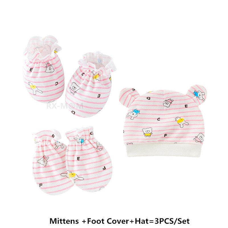 Bébé Anti rayures coton doux gants couvre-pied ensemble de chapeaux mitaines chaussettes Kit de casquette: 13