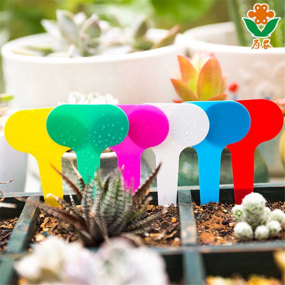 Etiquetas de plantas de vivero tipo T, marcador de recipiente para decoración de jardín para hacer uno mismo, 100 Uds.