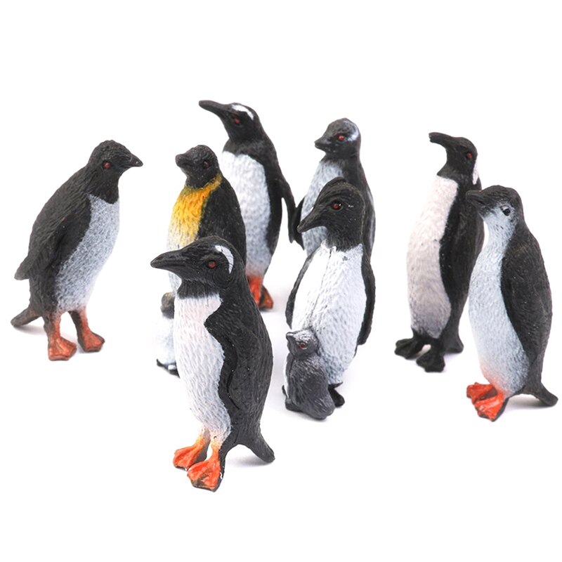 Plastic Penguin Oceaan Dier Speelgoed Model 8 Stuks Zwart + Wit: Default Title