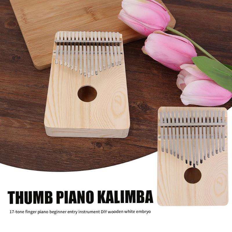 Kalimba 17 nyckel tummen finger piano afrikanska diy trä vit embryo sanza mbira kalimba spela med gitarr trä musikinstrument