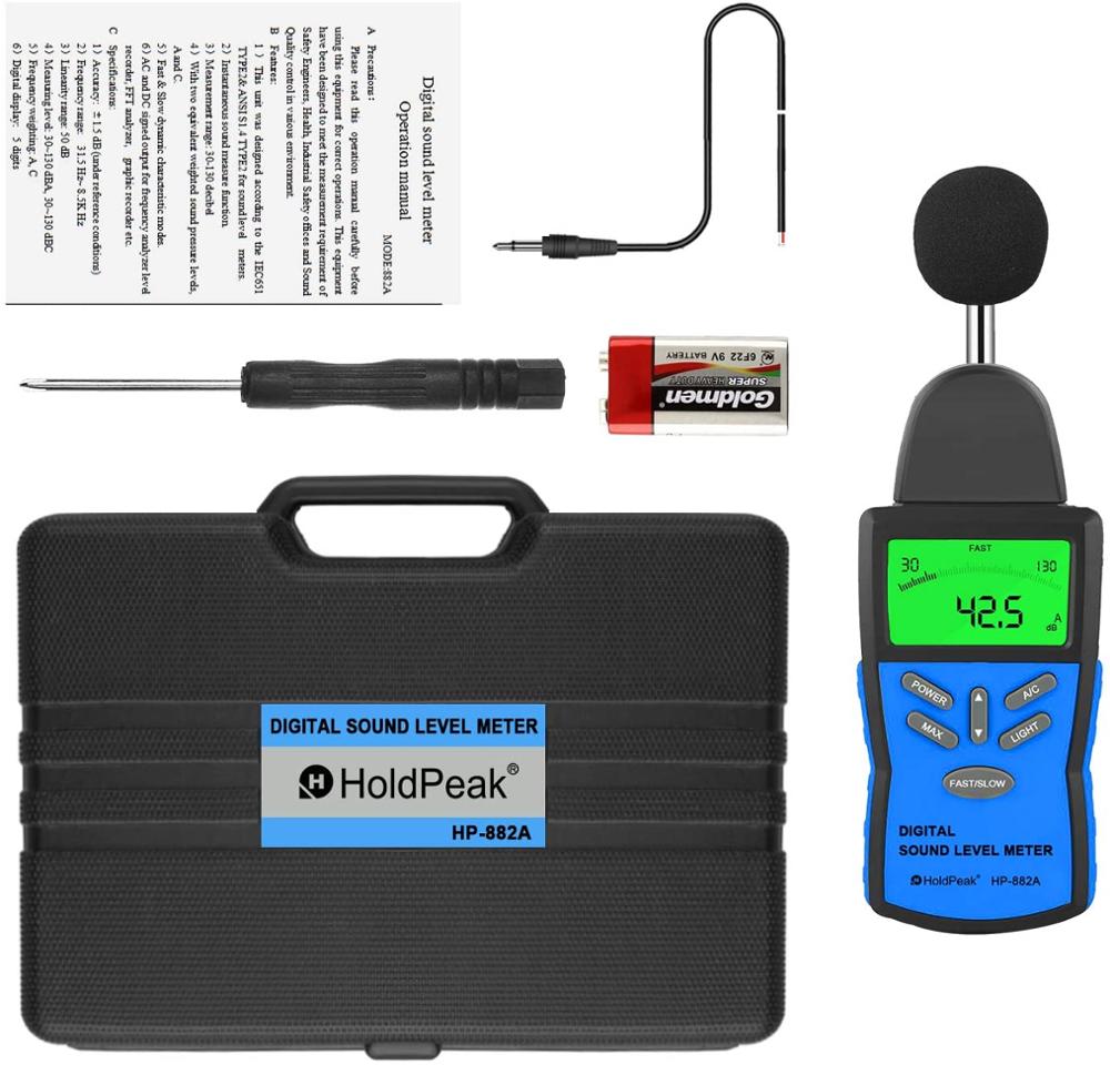 Digital Sound Level Meter HoldPeak HP-882A LCD Noise Measuring Instrument Portable Noise Tester Decibel