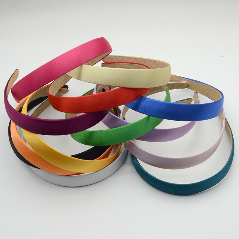 10PCS 20mm Satin Fabric Covered Plain Plastic Hair Headbands for women girls with velvet back for handmade hair accessories