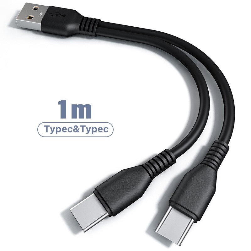 2 em 1 usb c cabo do telefone móvel carregador cabo divisor micro usb curto cabo para vivo oppo tipo c cabo de carga para xiaomi huawei: type c 1to2 1m