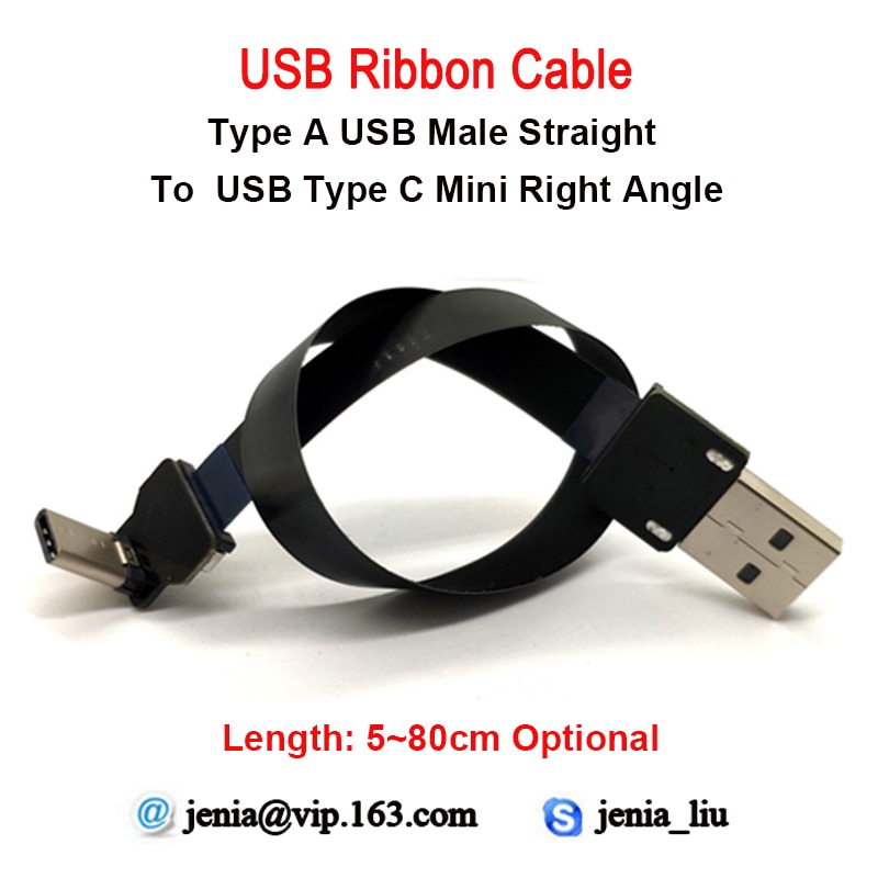 5cm tot 80 Cm FPV USB FFC Super Zacht Ultra Dunne Platte FPC AV lint Kabel USB Male type C haakse naar type EEN Rechte
