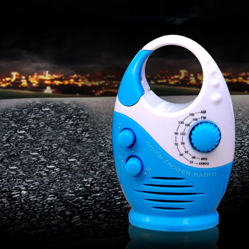 AM/FM Radio Portable Waterproof Radio Bathroom Suction Cup Hook-Up Radio Rechargeable, Auto Search Signal