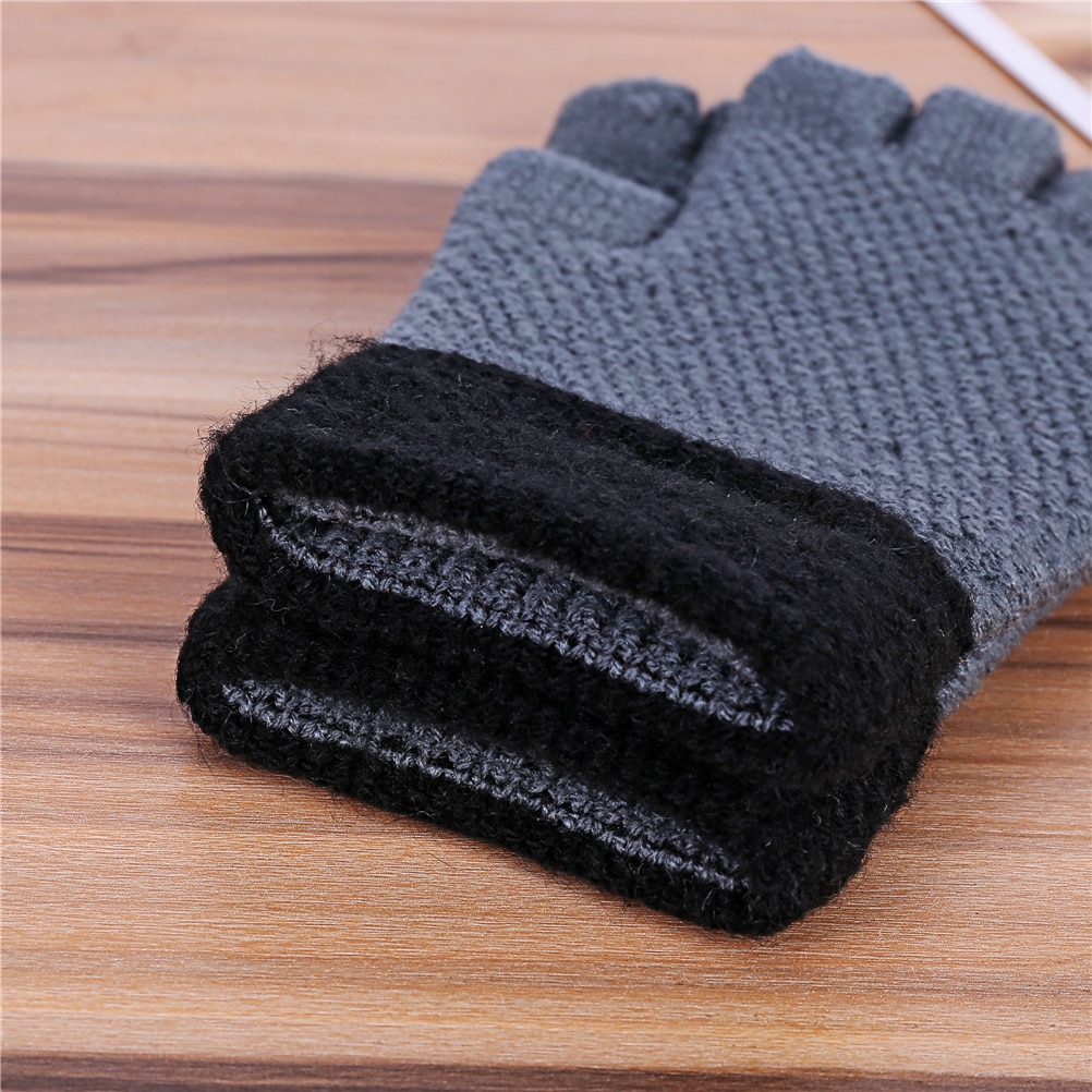 invierno cálido para hombre Guantes gruesos de lana de punto de medio dedo Guantes sin dedos Guantes Luva Handschoenen Rekawiczki