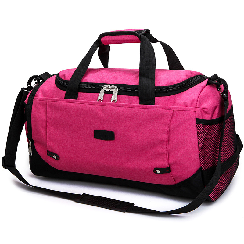 Scione unisex store rejsebagagetasker multifunktions duffel skuldertaske afslappet messenger bærbar pakke med skoopbevaring: Hot pink